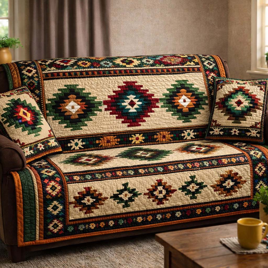 Earthbound Tribal Weave Quilted Sofa Cover Fall Halloween Decor For Sofa Couch