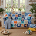 Seaside Mosaic Quilted Sofa Cover Fall Halloween Decor For Sofa Couch