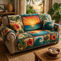 Sunset Breeze Quilted Sofa Cover Fall Halloween Decor For Sofa Couch