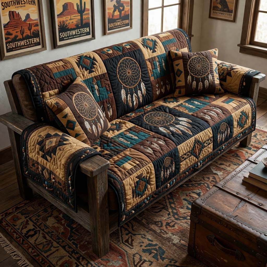 Southwest Heritage Soul Quilted Sofa Cover Fall Halloween Decor For Sofa Couch