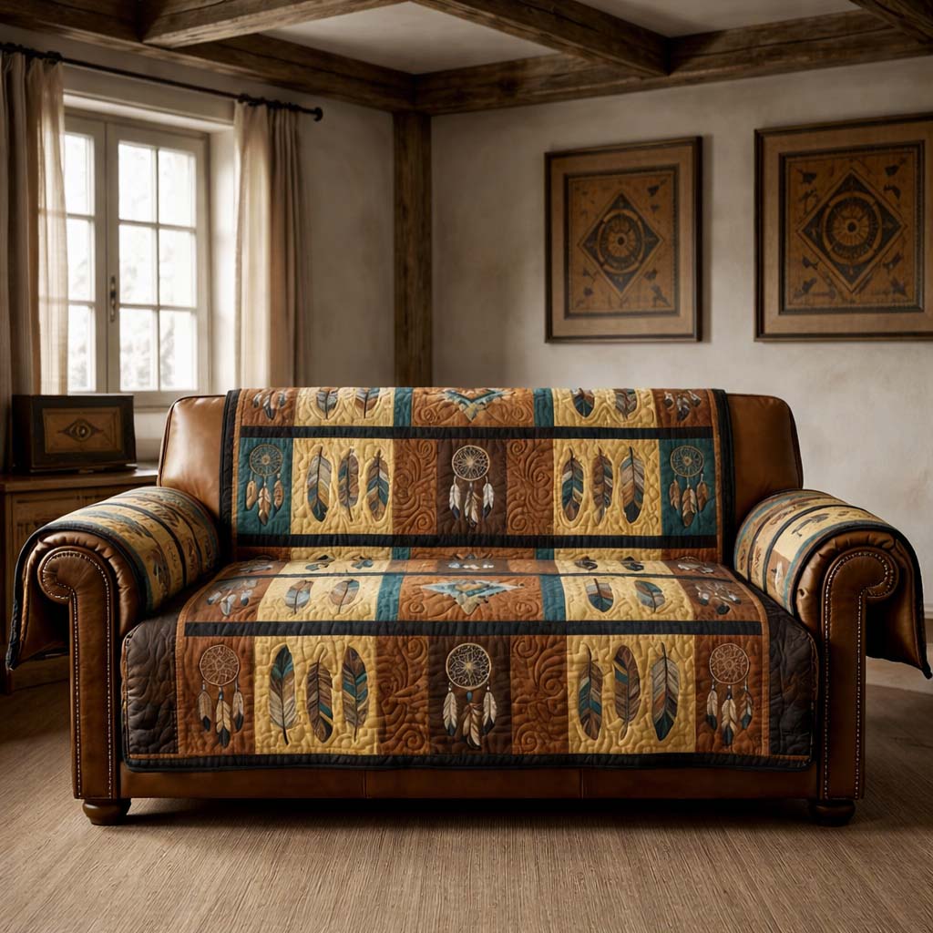Rustic Tribal Echo Quilted Sofa Cover Fall Halloween Decor For Sofa Couch