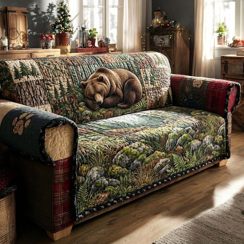 Forest Slumber Quilted Sofa Cover Fall Halloween Decor For Sofa Couch