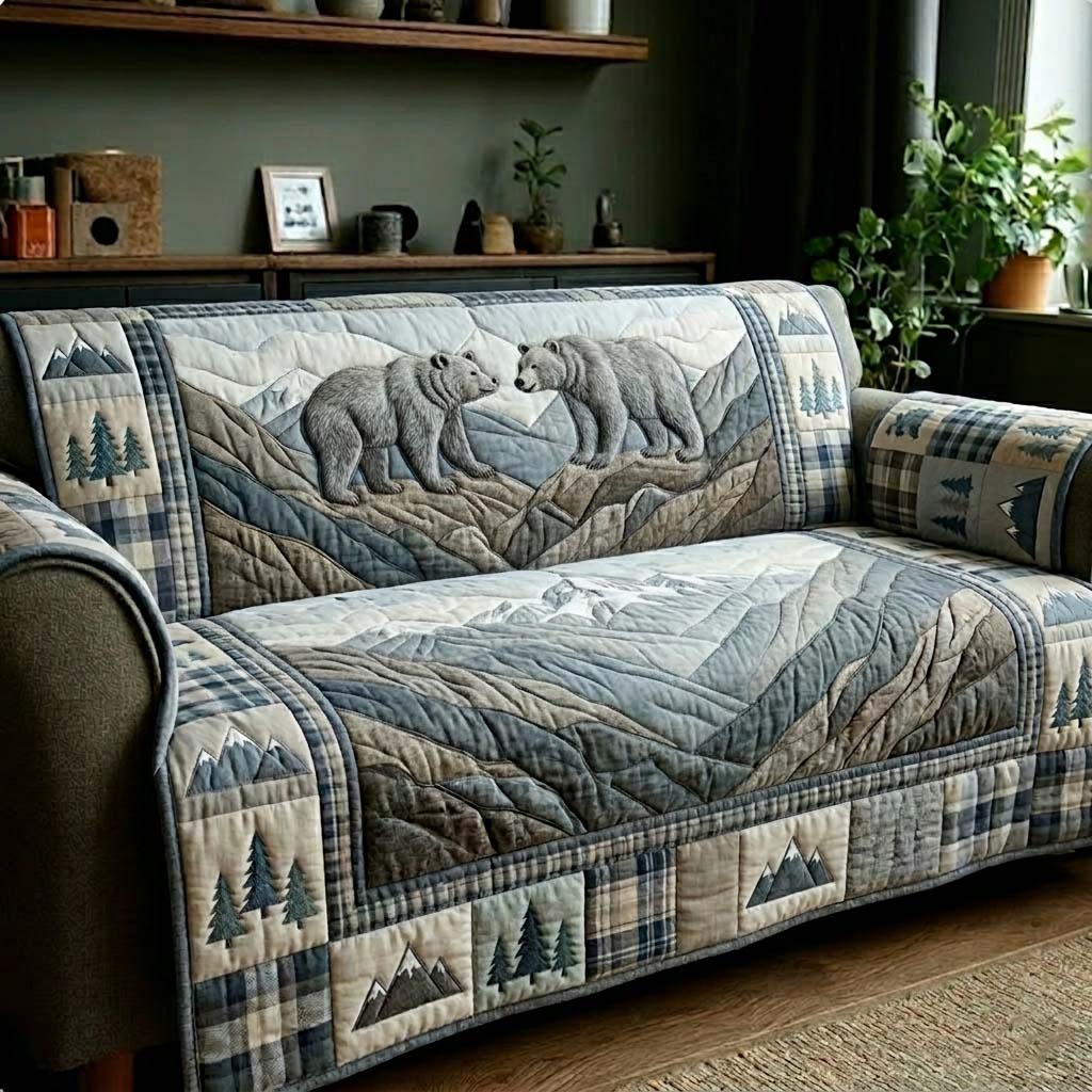 Mountain Bond Quilted Sofa Cover Fall Halloween Decor For Sofa Couch