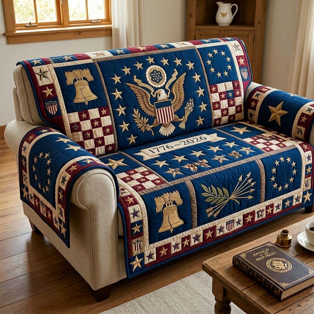 Colonial Star Patch Quilted Sofa Cover Fall Halloween Decor For Sofa Couch
