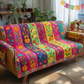 Fiesta Bloom Vibe Quilted Sofa Cover Fall Halloween Decor For Sofa Couch