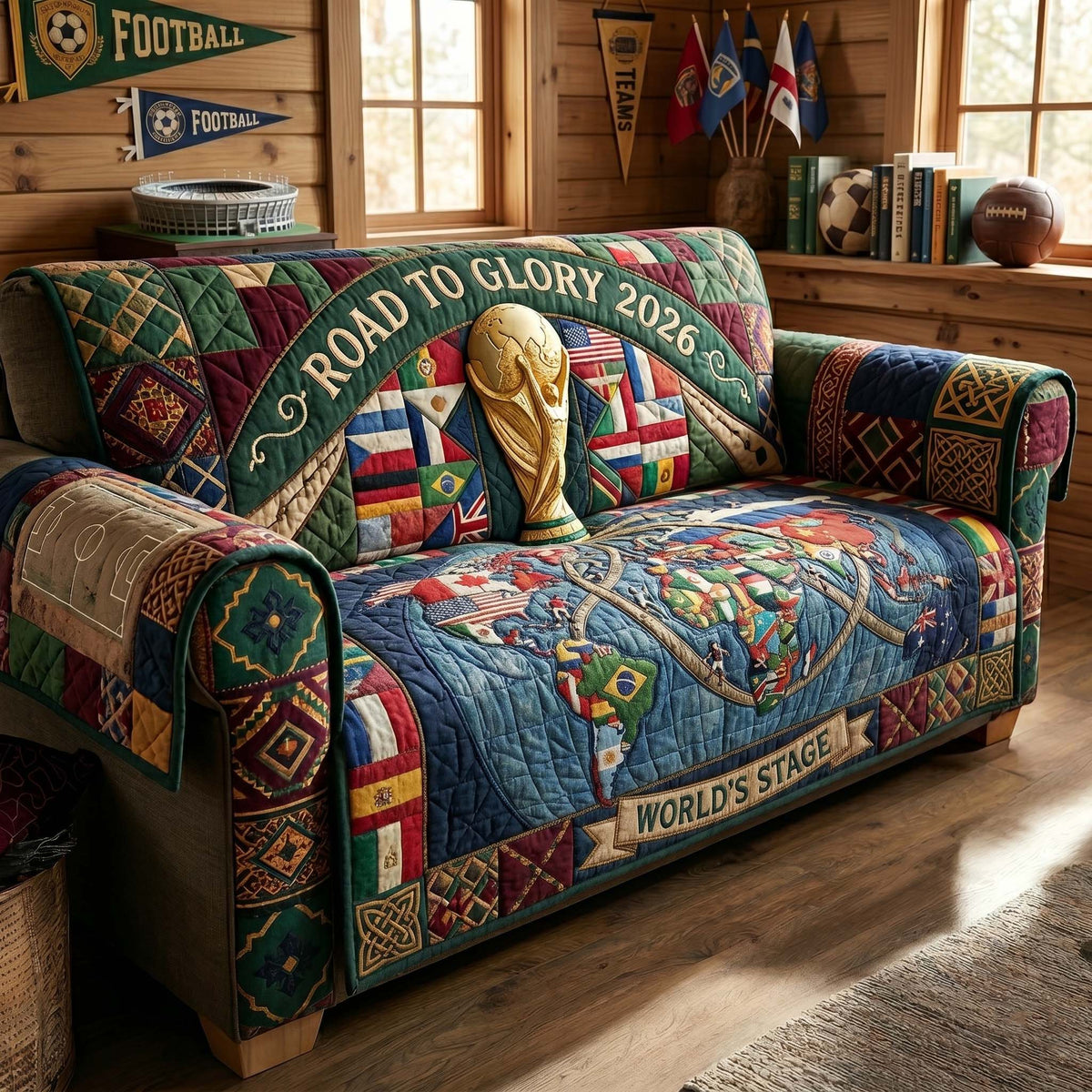 World Stage Glory Quilted Sofa Cover Fall Halloween Decor For Sofa Couch