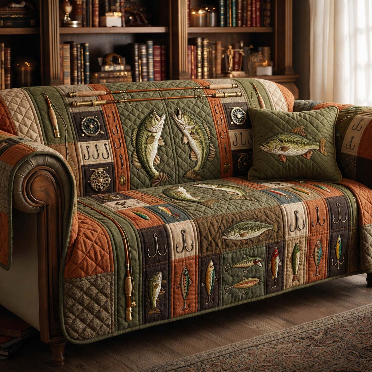 Vintage Bass Heritage Quilted Sofa Cover Fall Halloween Decor For Sofa Couch