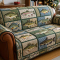 Freshwater Catch Story Quilted Sofa Cover Fall Halloween Decor For Sofa Couch