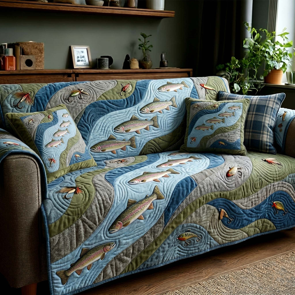 River Drift Quilted Sofa Cover Fall Halloween Decor For Sofa Couch