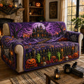 Purple Haunted Mansion Halloween Quilted Sofa Cover Fall Halloween Decor For Sofa Couch