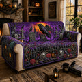 Raven Graveyard Halloween Quilted Sofa Cover Fall Halloween Decor For Sofa Couch