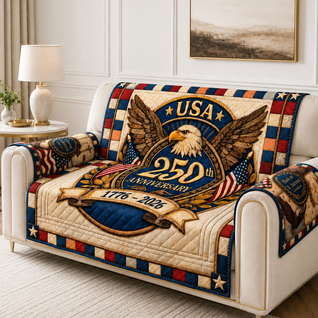 USA 250 Quilted Sofa Cover Fall Halloween Decor For Sofa Couch