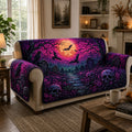Violet Graveyard Moon Quilted Sofa Cover Fall Halloween Decor For Sofa Couch