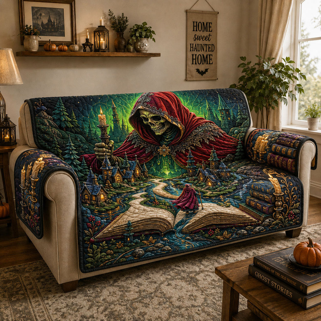 Reaper Storybook Journey Quilted Sofa Cover Fall Halloween Decor For Sofa Couch