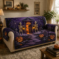 Skeleton Haunted Porch Quilted Sofa Cover Fall Halloween Decor For Sofa Couch