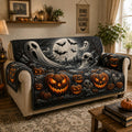 Ghostly Pumpkin Night Quilted Sofa Cover Fall Halloween Decor For Sofa Couch