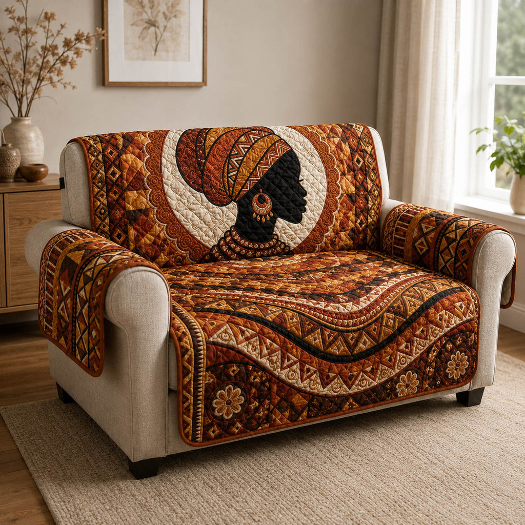Earth Tone Tribal Queen Quilted Sofa Cover Fall Halloween Decor For Sofa Couch