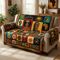 Melanin Queen Patchwork Quilted Sofa Cover Fall Halloween Decor For Sofa Couch