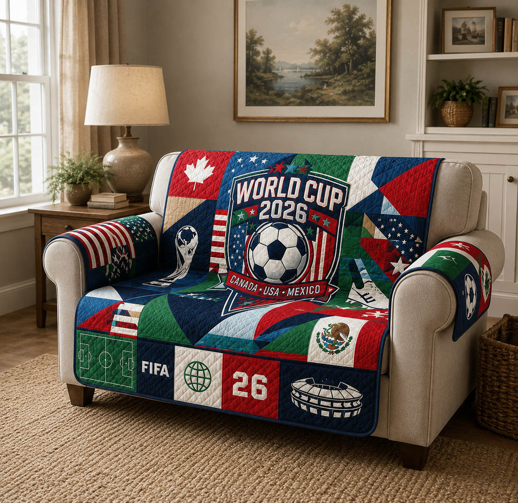 World Football Gameday Quilted Sofa Cover Fall Halloween Decor For Sofa Couch