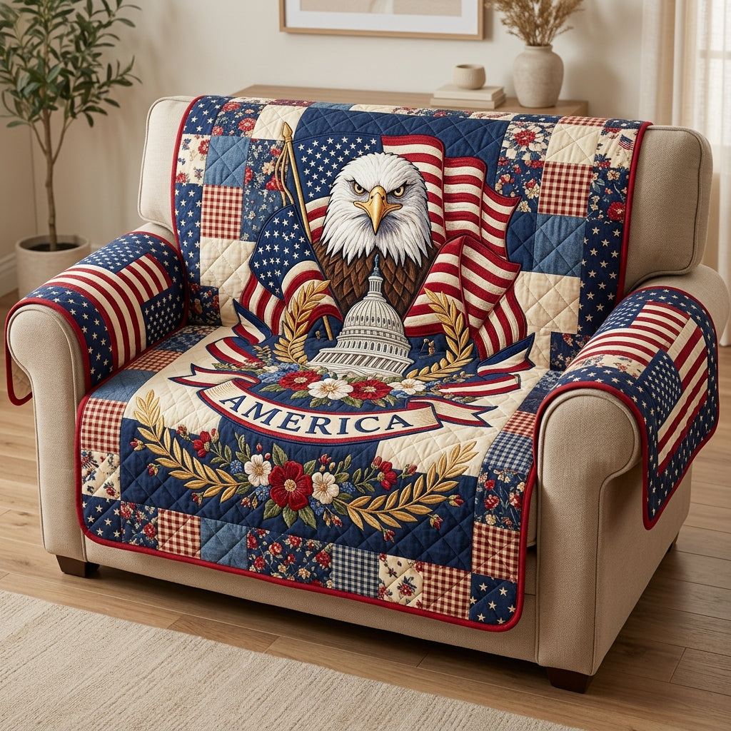 America Eagle Quilted Sofa Cover Fall Halloween Decor For Sofa Couch