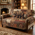 Lodge Bear Quilted Sofa Cover Fall Halloween Decor For Sofa Couch