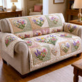 Floral Patchwork Quilted Sofa Cover Fall Halloween Decor For Sofa Couch