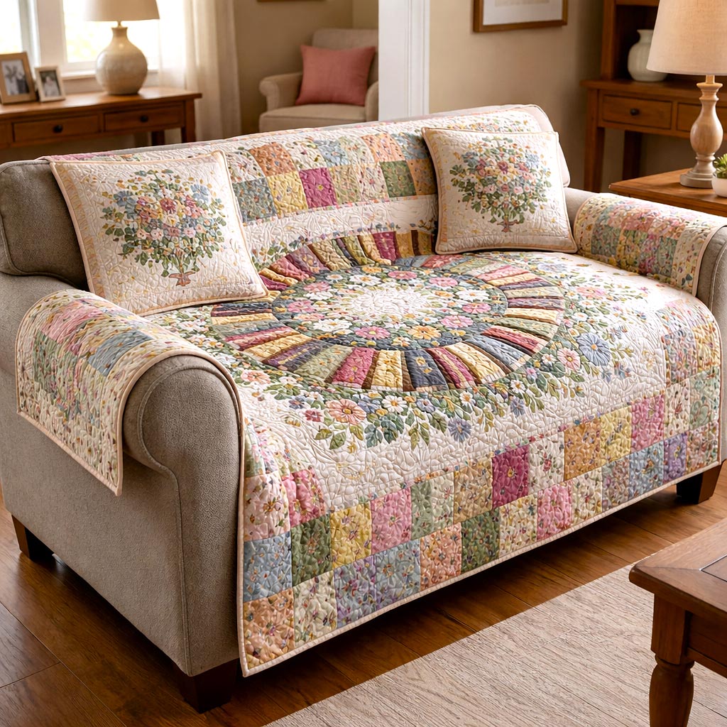 Wildflower Books Quilted Sofa Cover Fall Halloween Decor For Sofa Couch