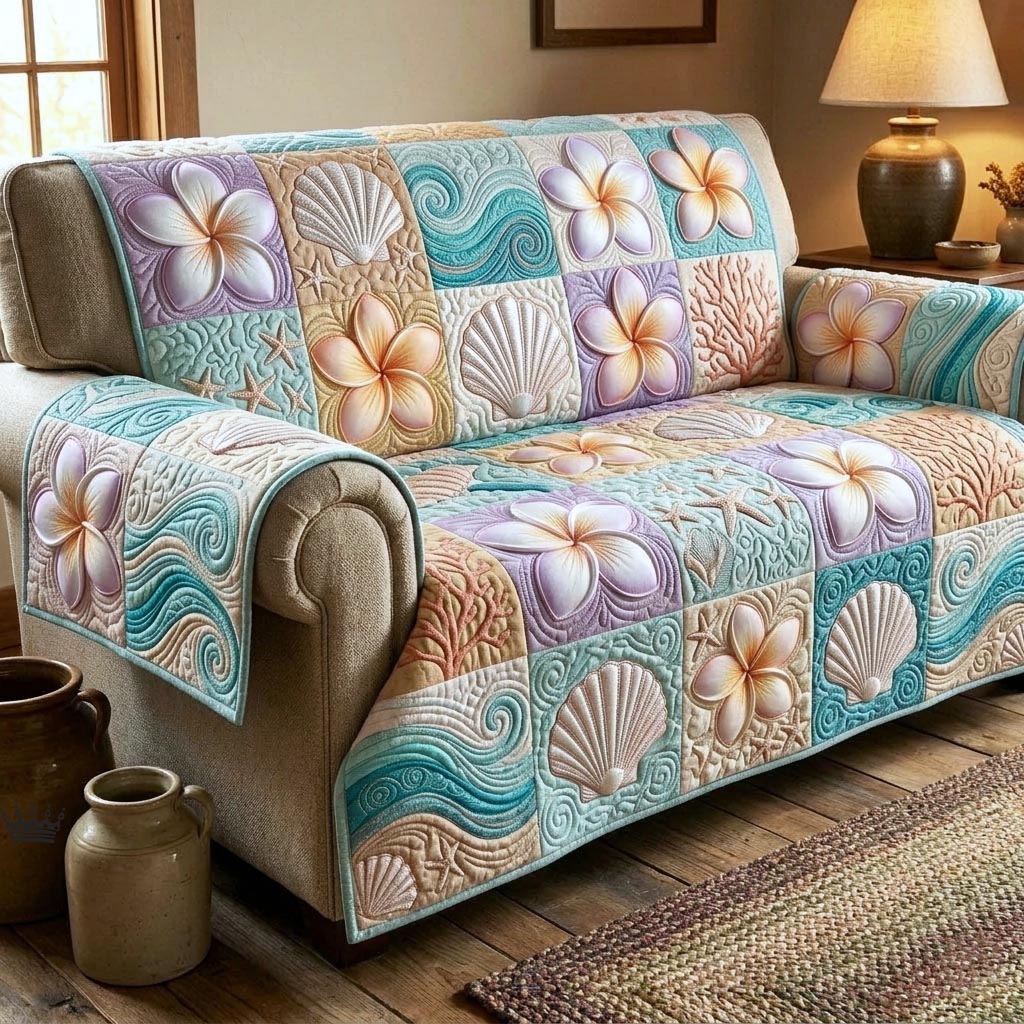Plumeria Garden Quilted Sofa Cover Fall Halloween Decor For Sofa Couch
