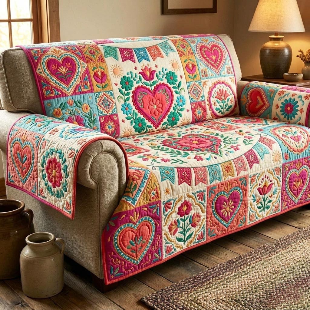 Fiesta Celebration Quilted Sofa Cover Fall Halloween Decor For Sofa Couch