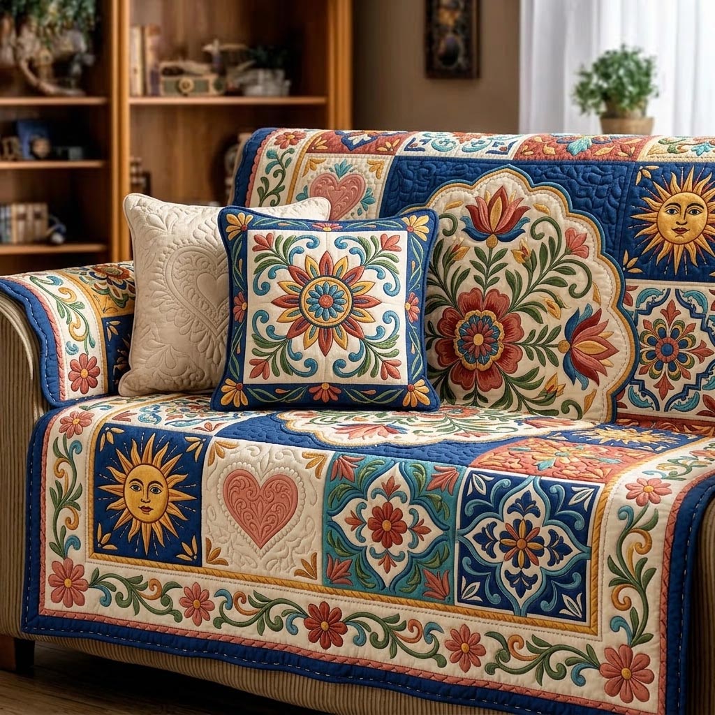 Fiesta Cultura Quilted Sofa Cover Fall Halloween Decor For Sofa Couch