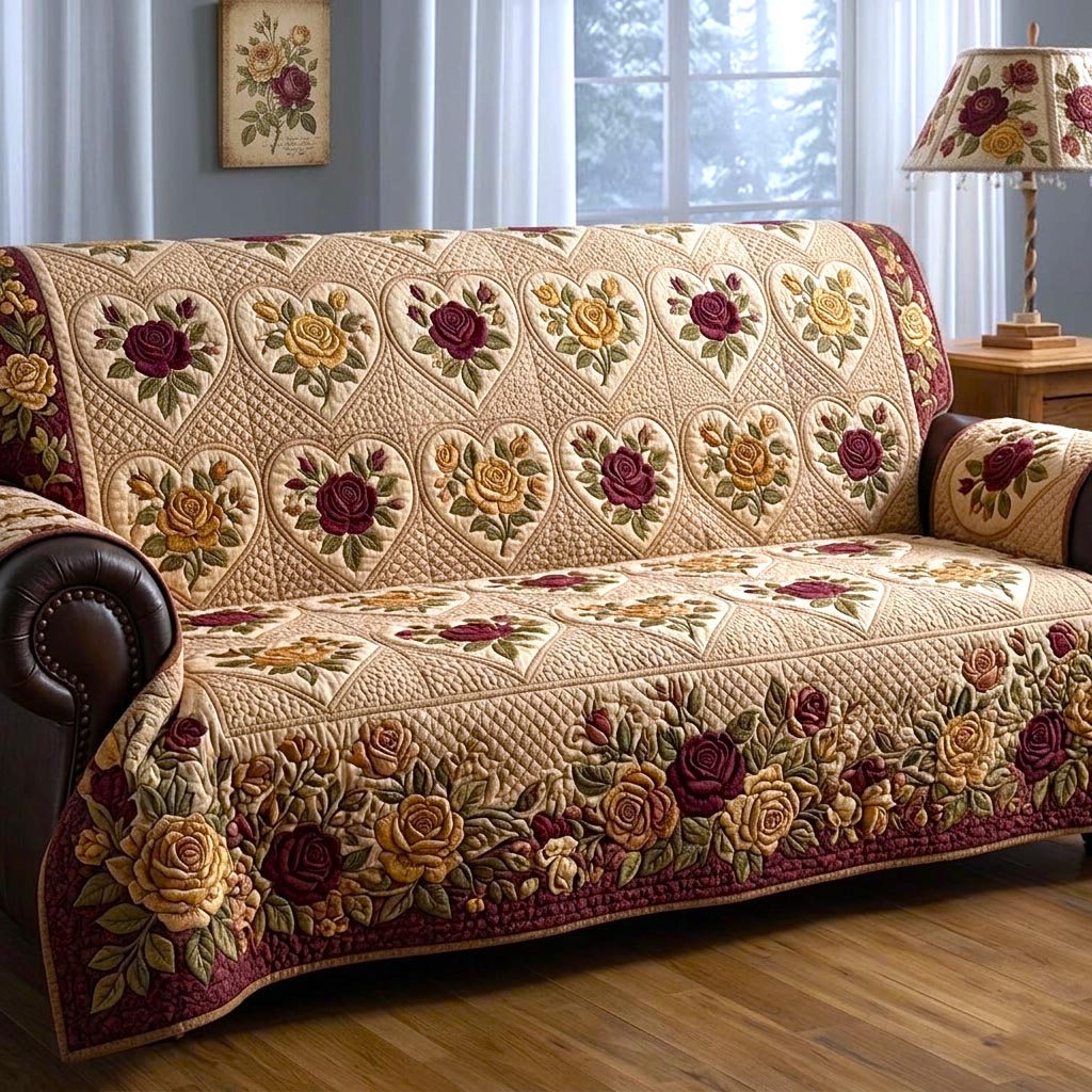 Garden Patchwork Quilted Sofa Cover Fall Halloween Decor For Sofa Couch