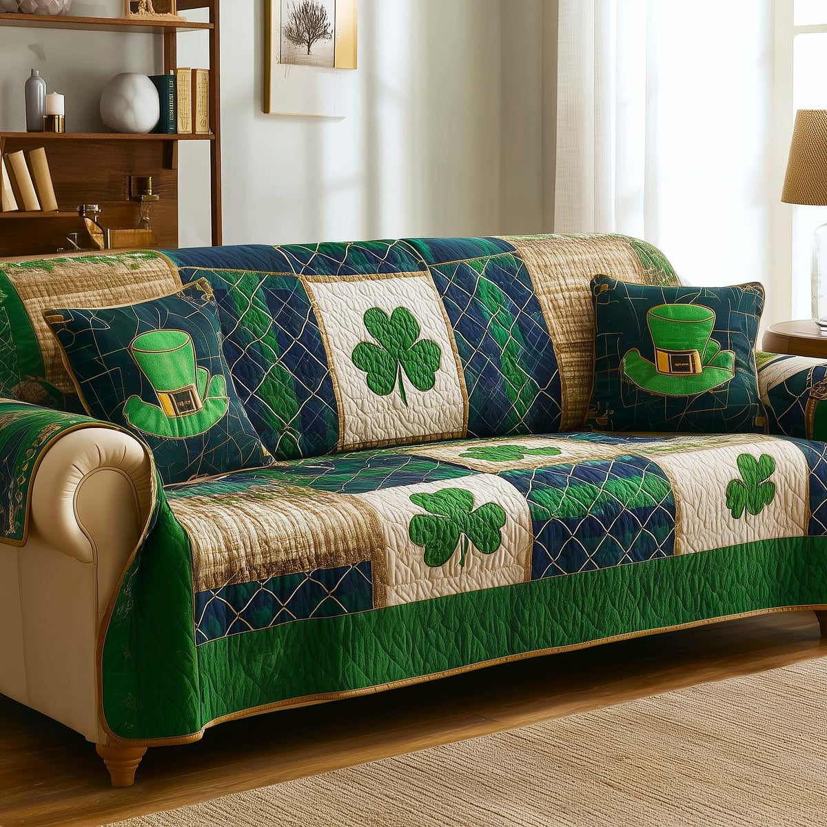 Irish Blessings Quilted Sofa Cover Fall Halloween Decor For Sofa Couch