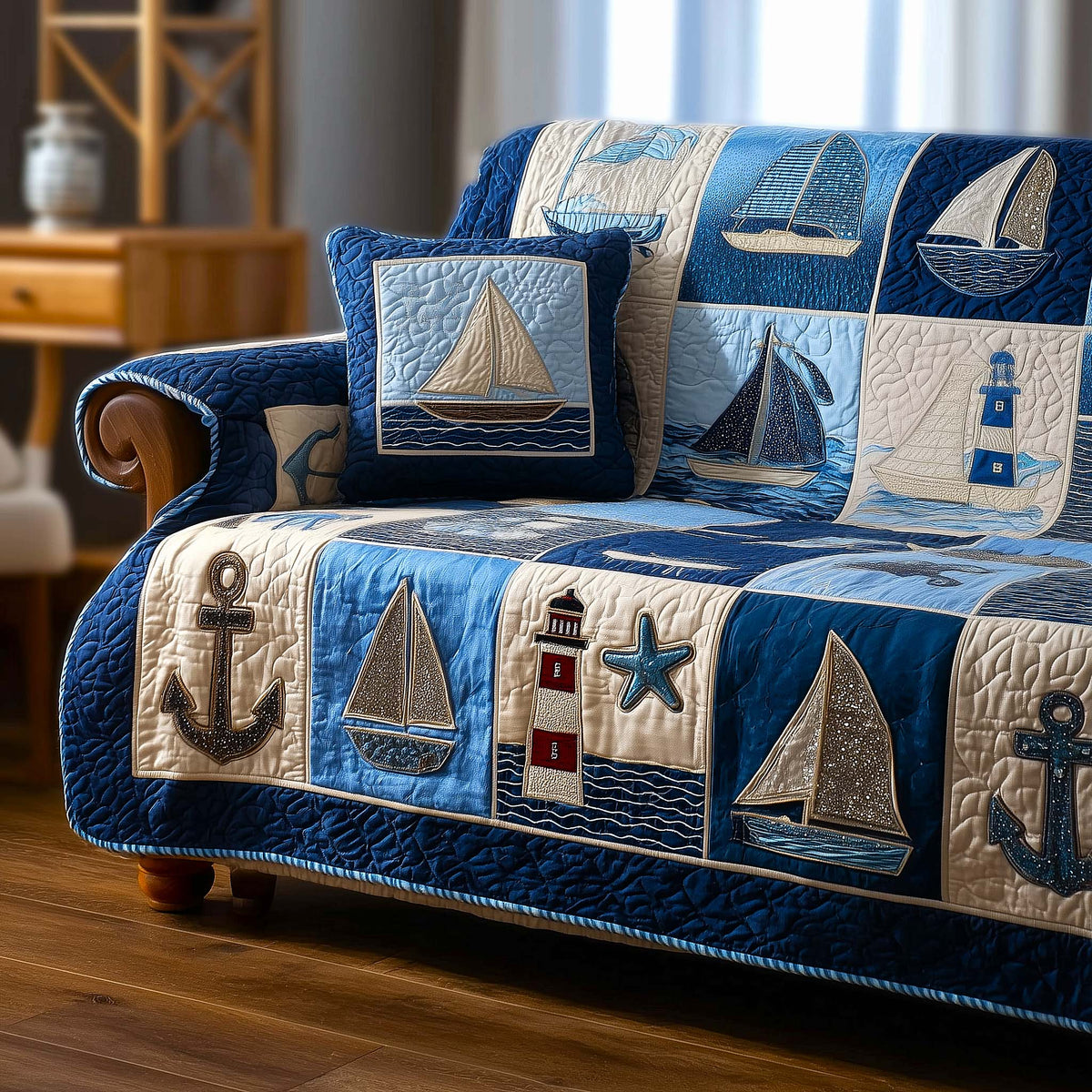 Coastal Charm Quilted Sofa Cover Fall Halloween Decor For Sofa Couch