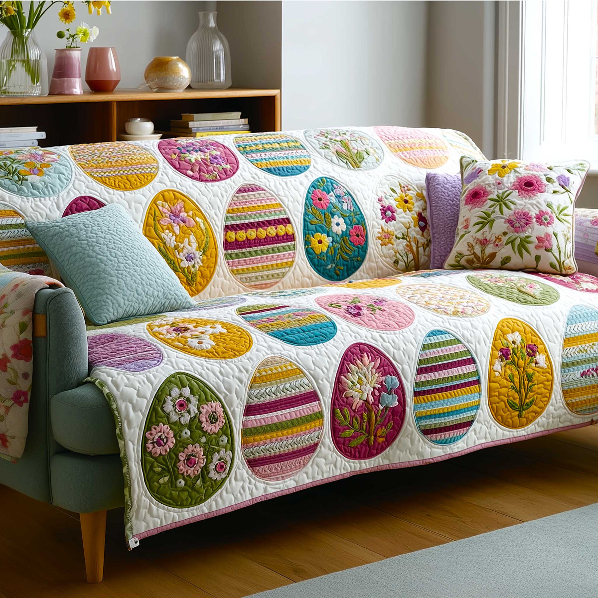 Egg Charm Quilted Sofa Cover Fall Halloween Decor For Sofa Couch