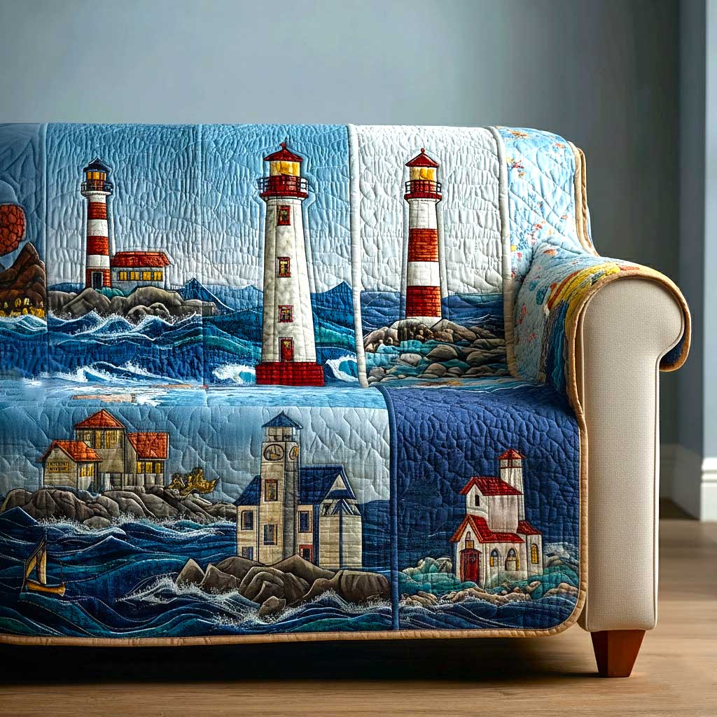 Harbor Light Quilted Sofa Cover Fall Halloween Decor For Sofa Couch