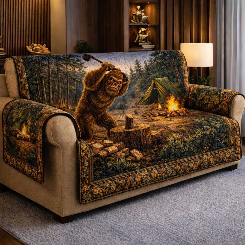 Bigfoot Trails Quilted Sofa Cover Fall Halloween Decor For Sofa Couch