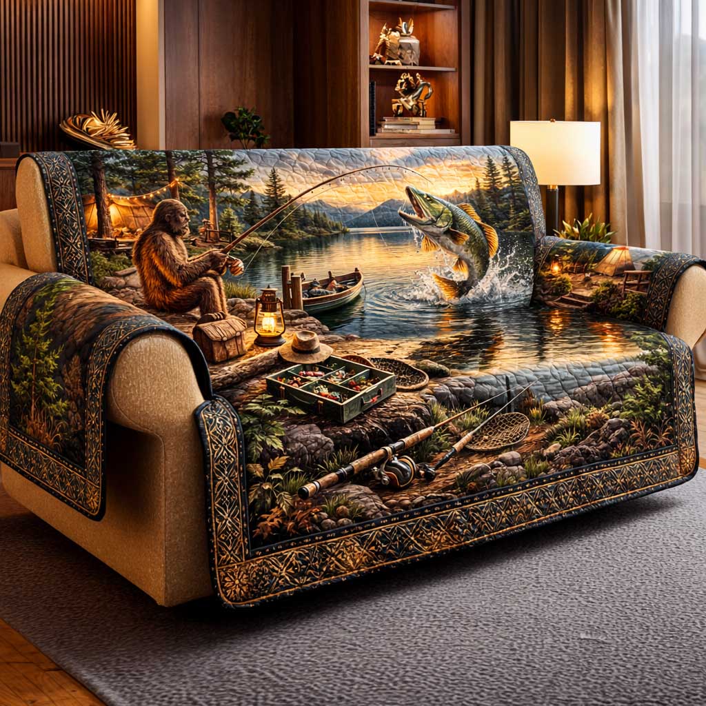 Hooked Lake Quilted Sofa Cover Fall Halloween Decor For Sofa Couch