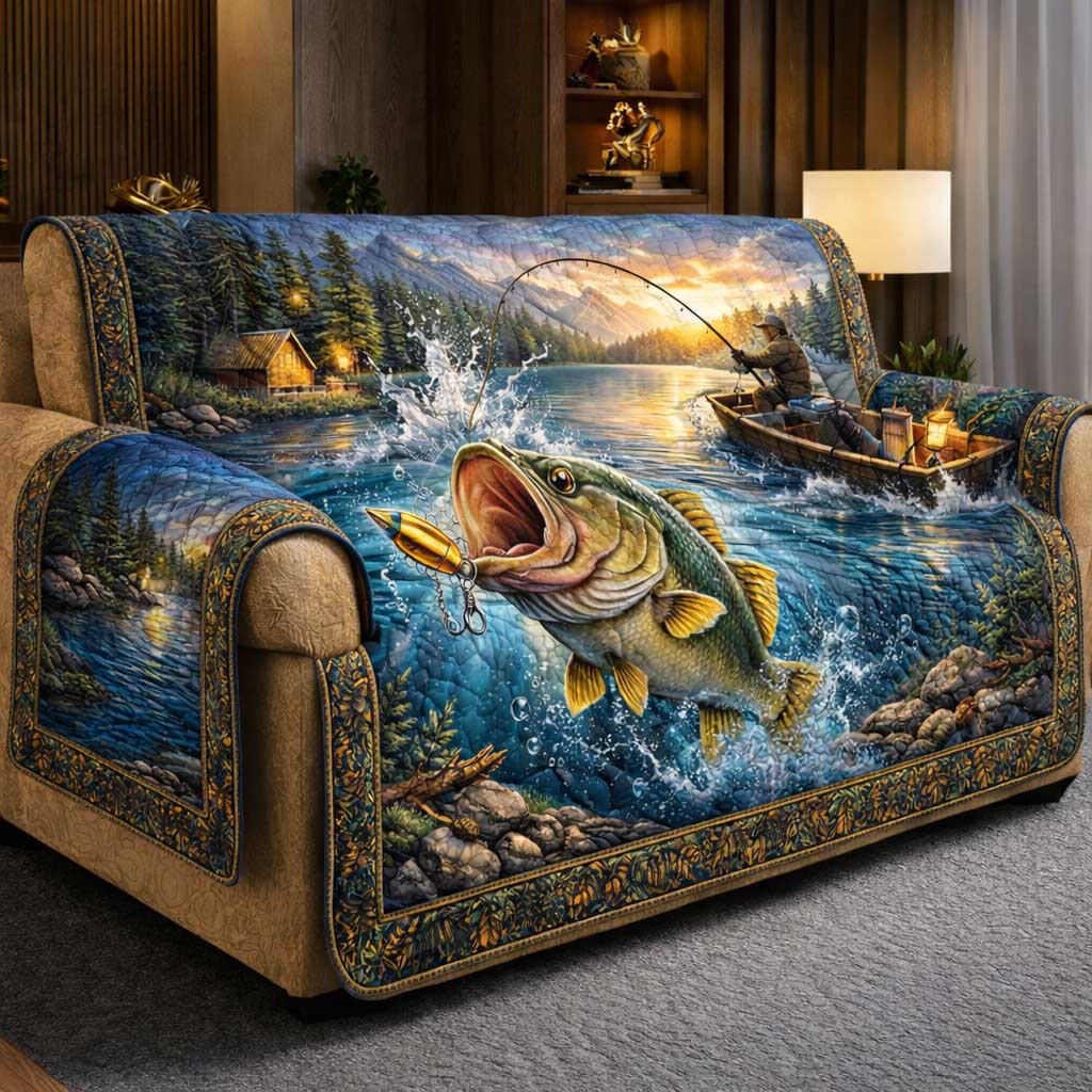 Rustic Angler Quilted Sofa Cover Fall Halloween Decor For Sofa Couch