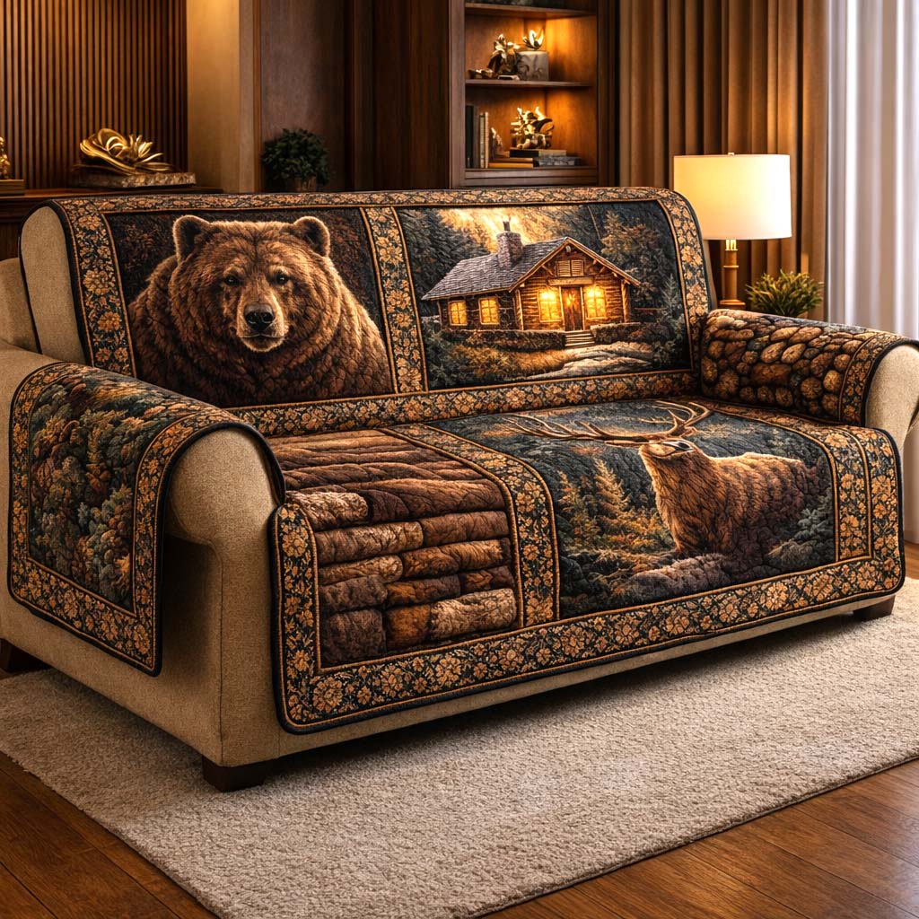 Pine Ridge Quilted Sofa Cover Fall Halloween Decor For Sofa Couch