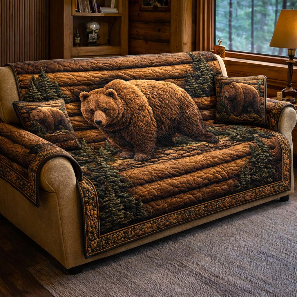Rustic Wildlife Quilted Sofa Cover Fall Halloween Decor For Sofa Couch