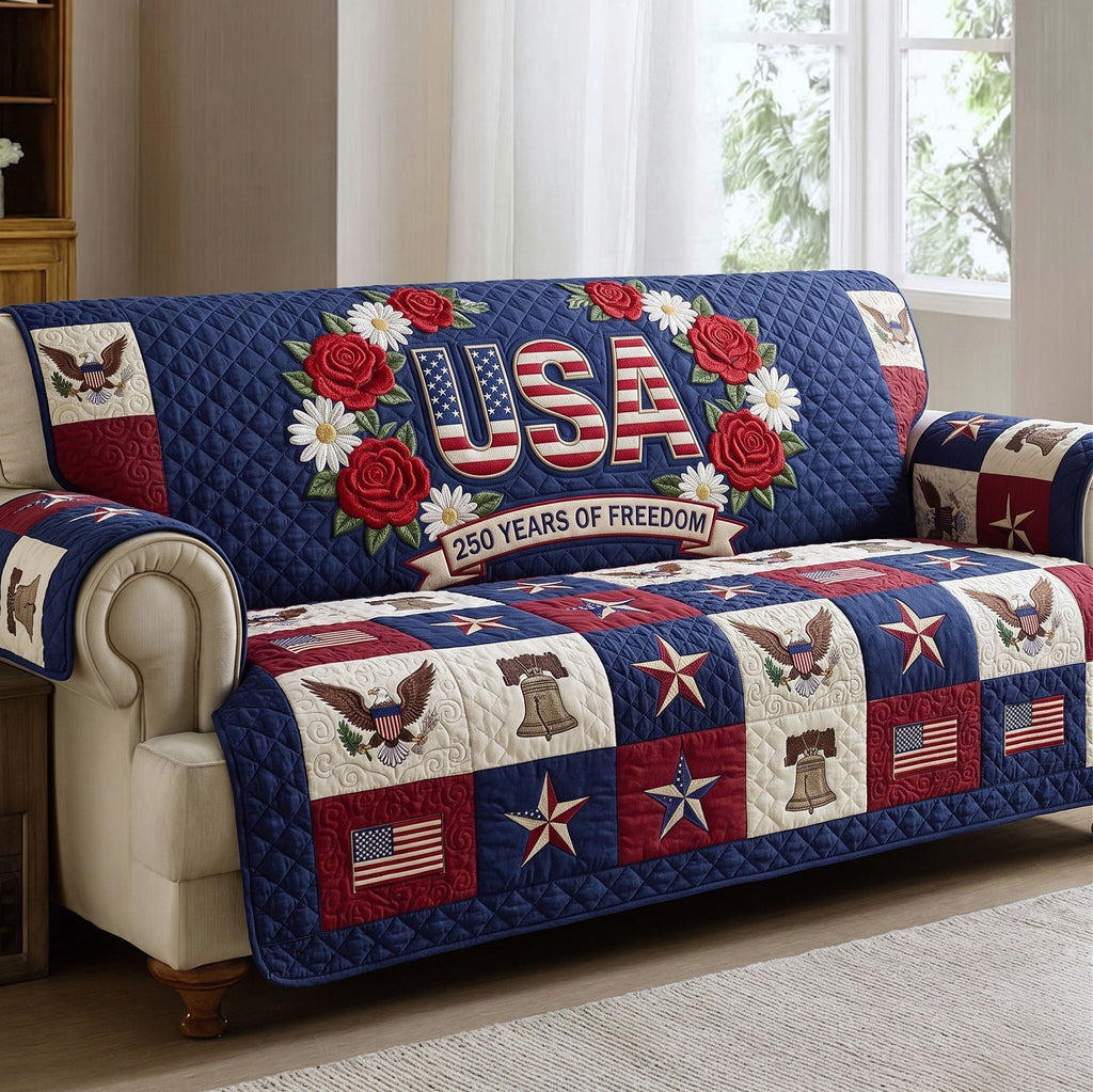American Pride Quilted Sofa Cover Fall Halloween Decor For Sofa Couch