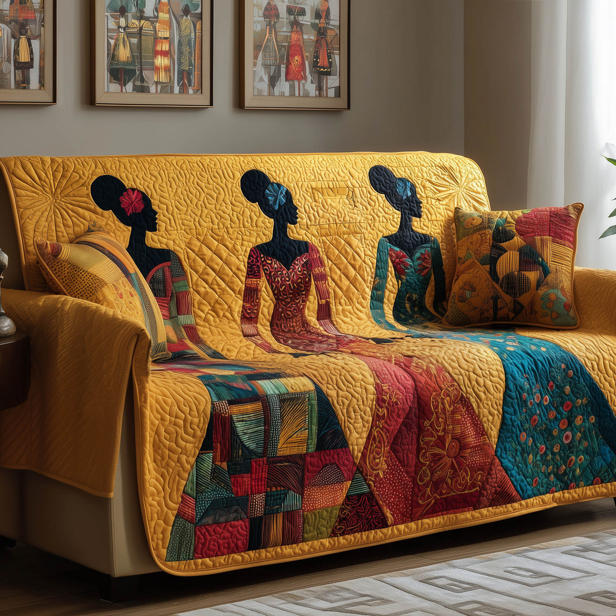 Melanin Quilted Sofa Cover Fall Halloween Decor For Sofa Couch