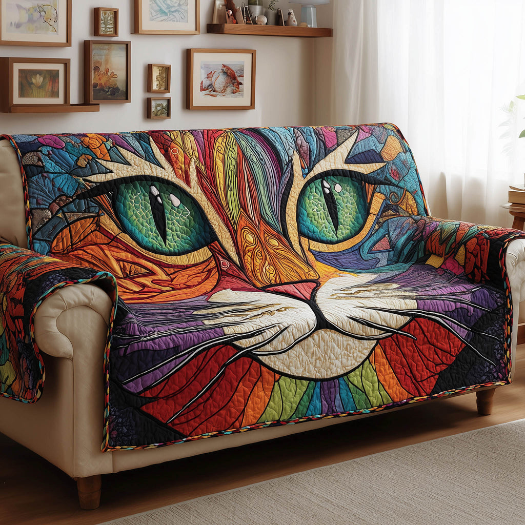 Catitude Quilted Sofa Cover Fall Halloween Decor For Sofa Couch