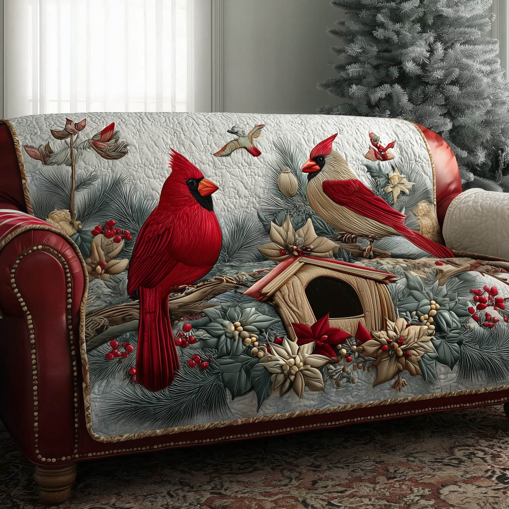 Cardinal Nest Quilted Sofa Cover Fall Halloween Decor For Sofa Couch