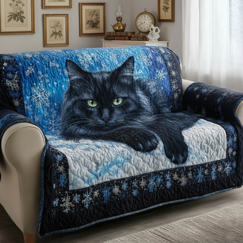 Charming Cat Quilted Sofa Cover Fall Halloween Decor For Sofa Couch