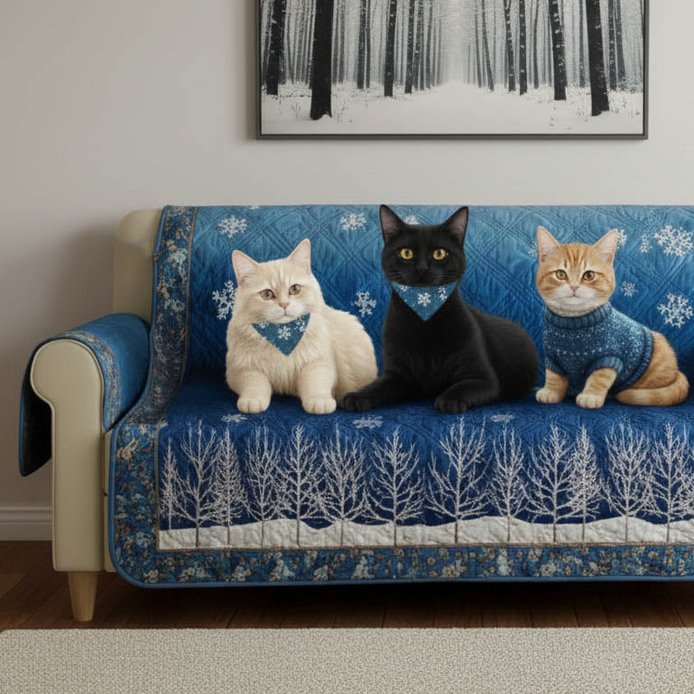 Cozy Cat Quilted Sofa Cover Fall Halloween Decor For Sofa Couch