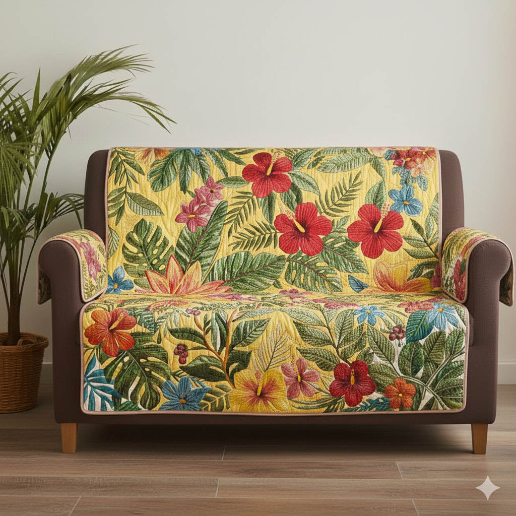 Tropical Bloom Quilted Sofa Cover Fall Halloween Decor For Sofa Couch