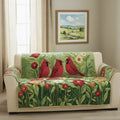 Charming Cardinals Quilted Sofa Cover Fall Halloween Decor For Sofa Couch