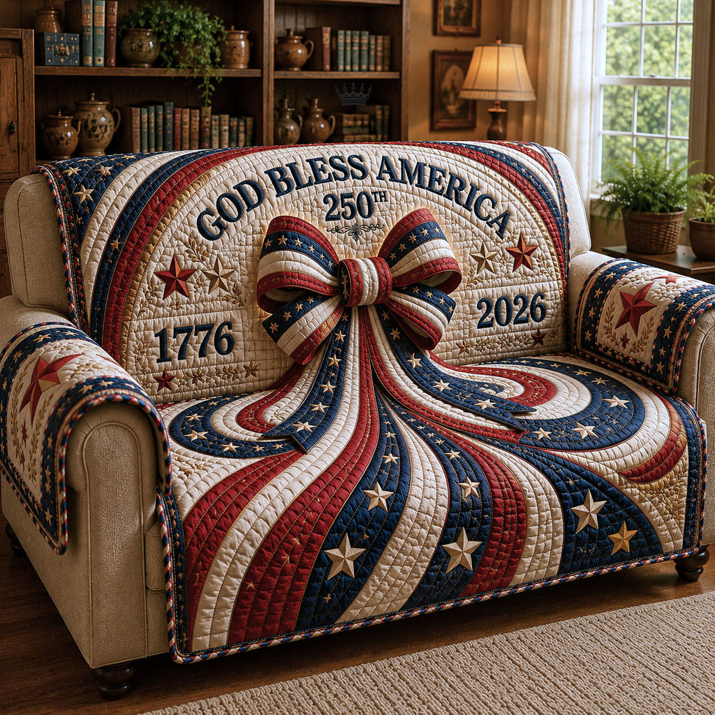 God Bless America Quilted Sofa Cover Fall Halloween Decor For Sofa Couch