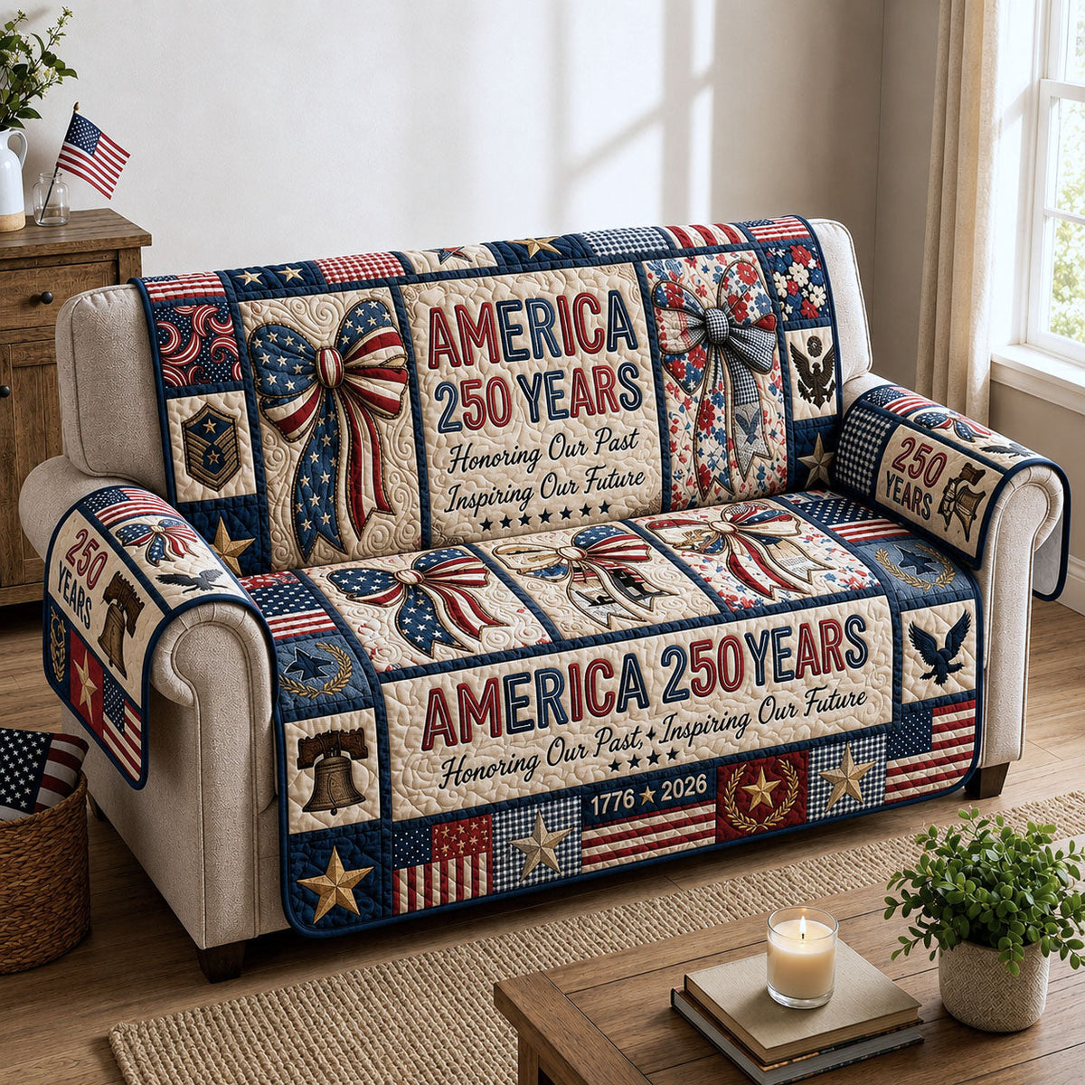 Honor Our Past Inspire Our Future Quilted Sofa Cover Fall Halloween Decor For Sofa Couch